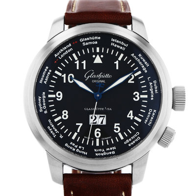 Glashutte Original Senator Navigatort Worldview 2-39-47-07-07-04 Black Dial 44