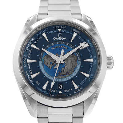 Omega Seamaster Aqua Terra GMT Worldtimer 220.10.43.22.03.001 Blue Dial 43