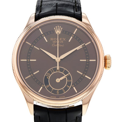 Rolex  Cellini Dual Time 50525 Brown Dial 39