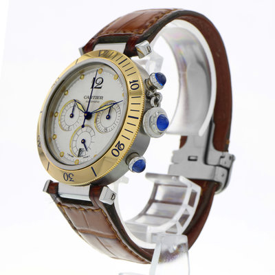 Cartier Pasha Chrono W31036T6 White Dial 38