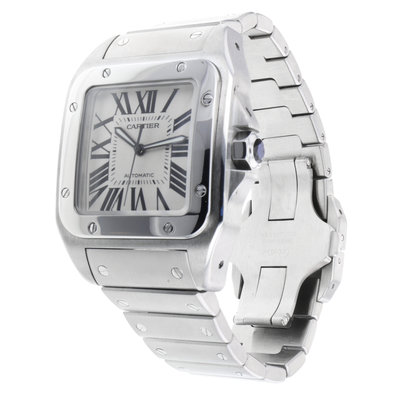 Cartier Santos 100 W200737G 2656 White Dial 38