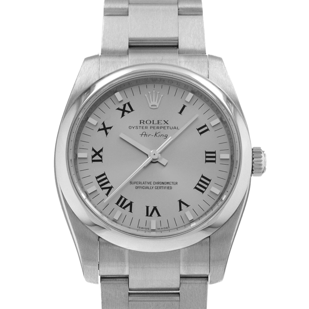Rolex Air King 34 114200 Silver Roman Steel Oyster Automatic Mens Watch 2006
