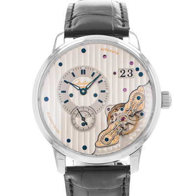 Glashutte Original PanoMaticInverse 1-91-02-02-02-30 Silver Dial 42