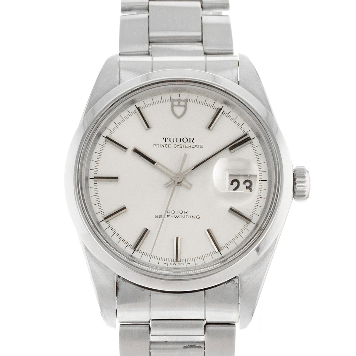 Tudor Prince Oysterdate 7024/0 Jumbo Silver Index Vintage Steel Mens Watch 1972