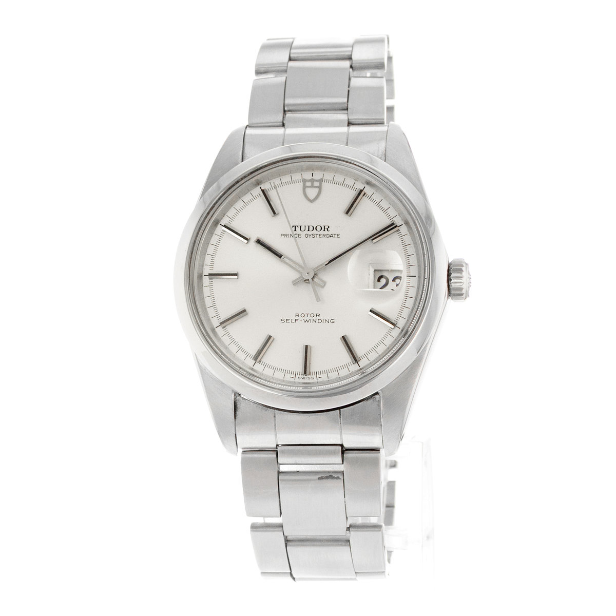 Tudor Prince Oysterdate 7024/0 Jumbo Silver Index Vintage Steel Mens Watch 1972