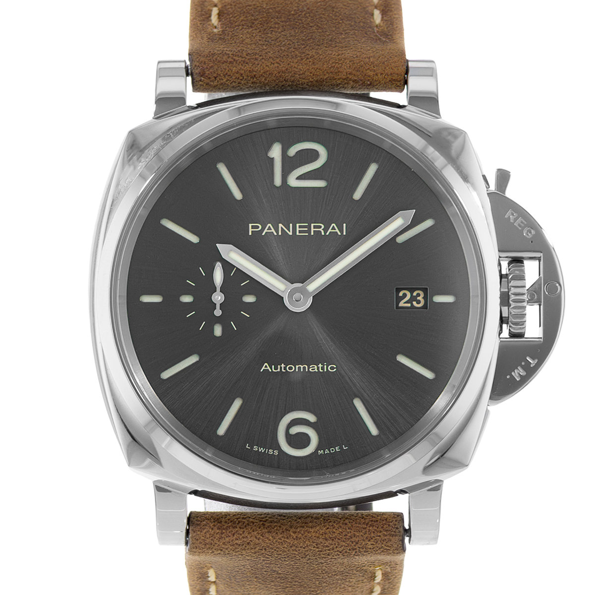 Panerai Luminor Due PAM 00904 42mm Grey Steel Date Automatic Mens Watch