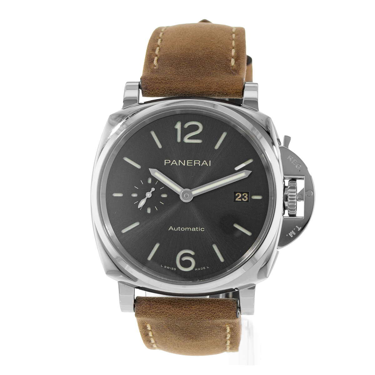 Panerai Luminor Due PAM 00904 42mm Grey Steel Date Automatic Mens Watch