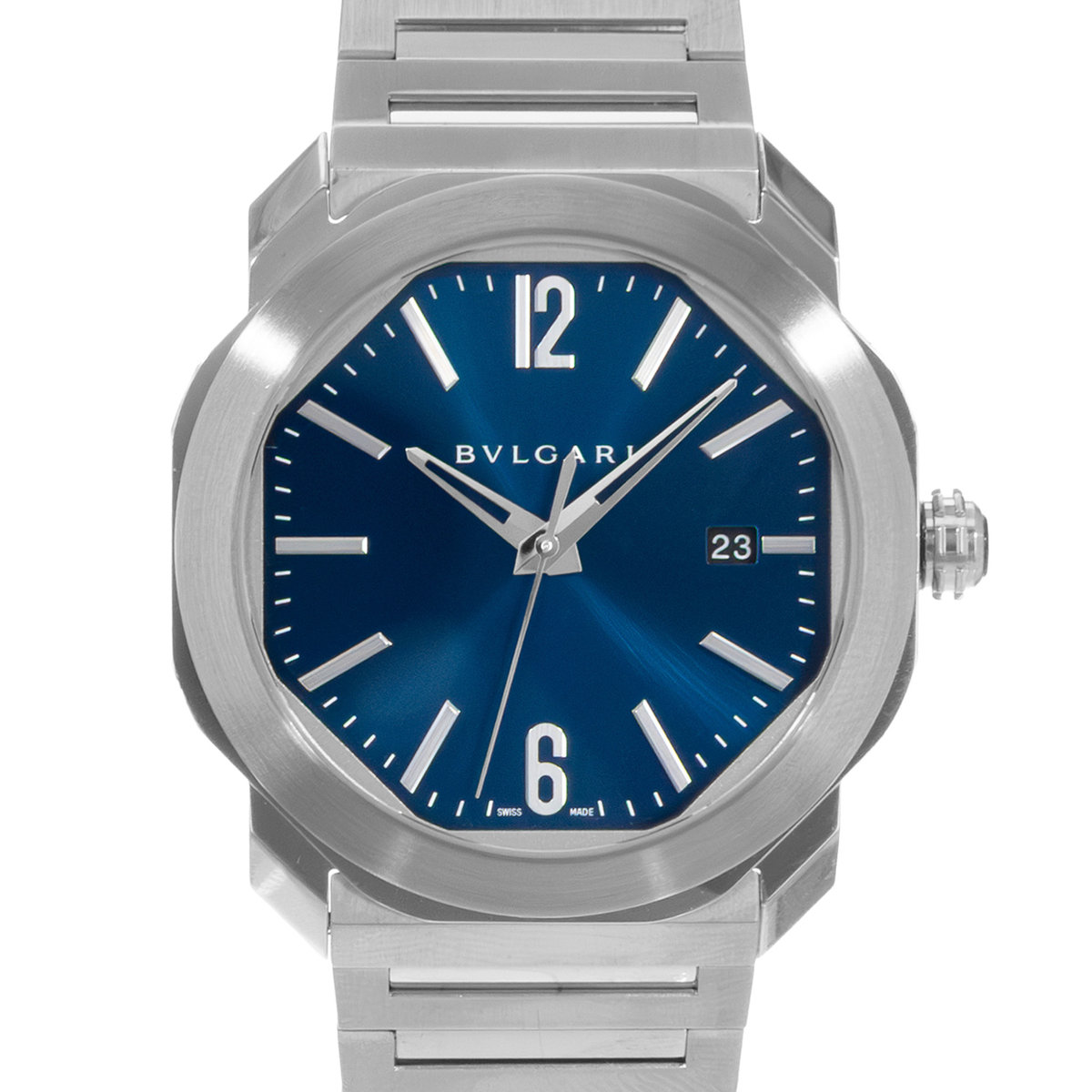 Bulgari Octo 102856 41mm Blue Arabic Steel Automatic Mens Watch 2013