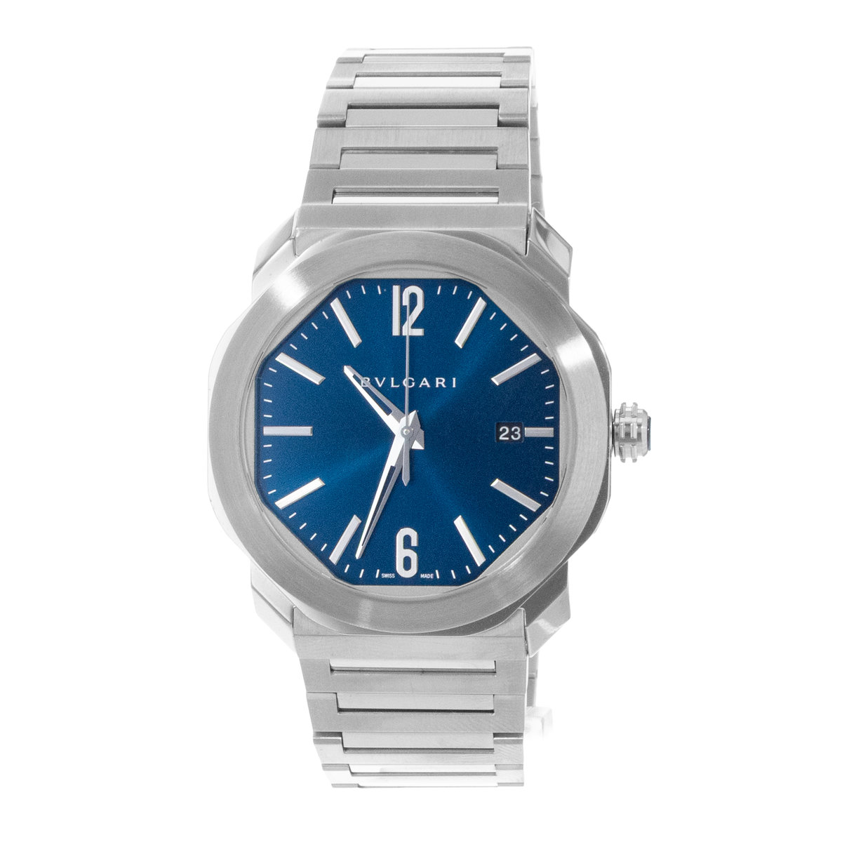 Bulgari Octo 102856 41mm Blue Arabic Steel Automatic Mens Watch 2013