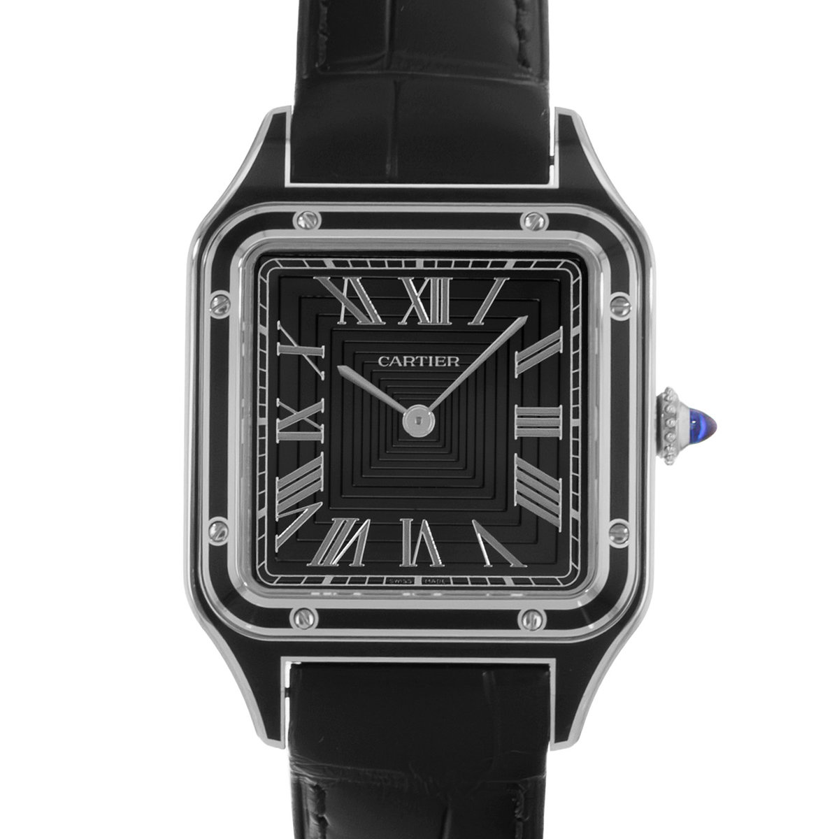 Cartier Santos Dumont WSSA0046 4298 Large Black Lacquer Manual Mens Watch 2025