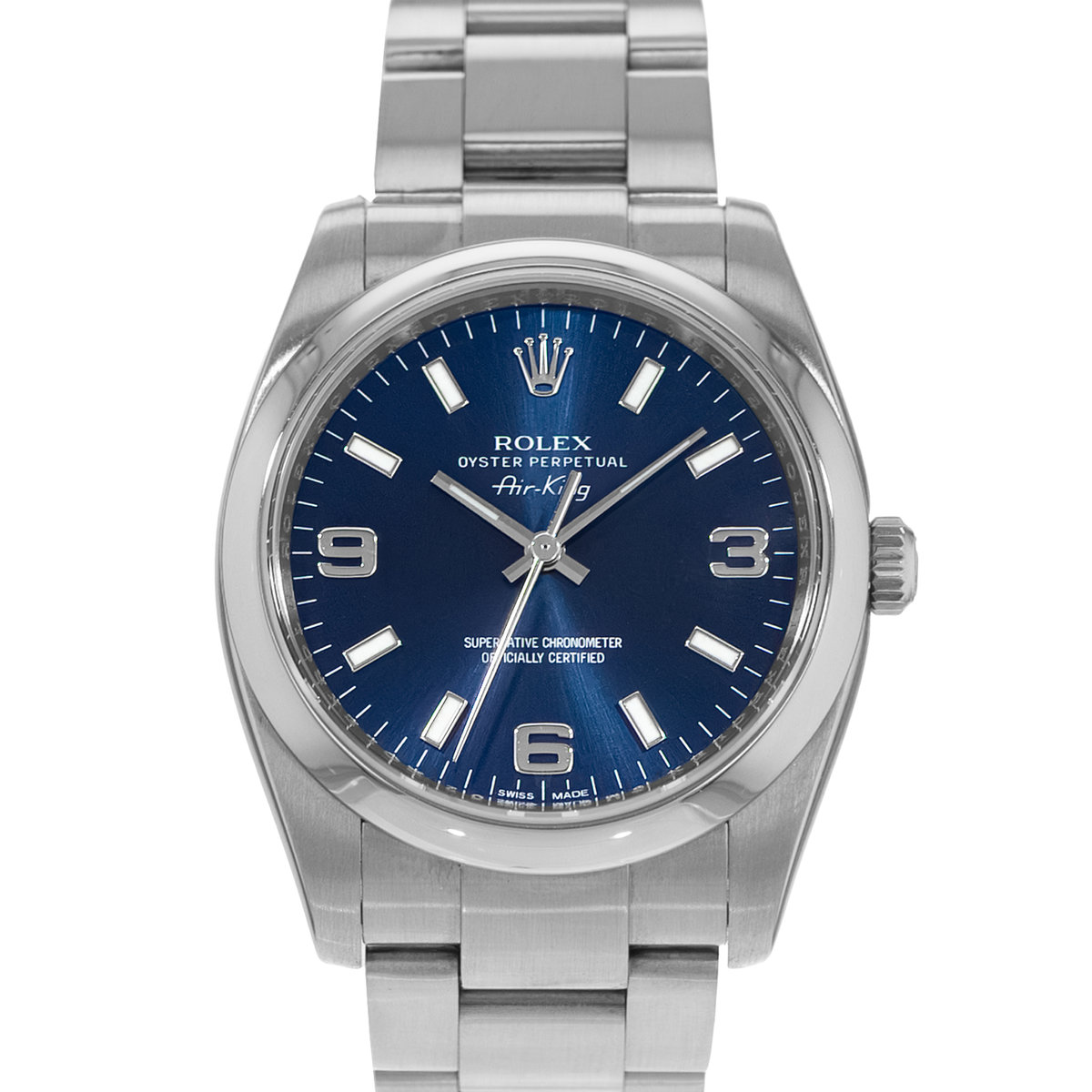 Rolex Air King 34 114200 Blue Index Steel Oyster Automatic Mens Watch 2011