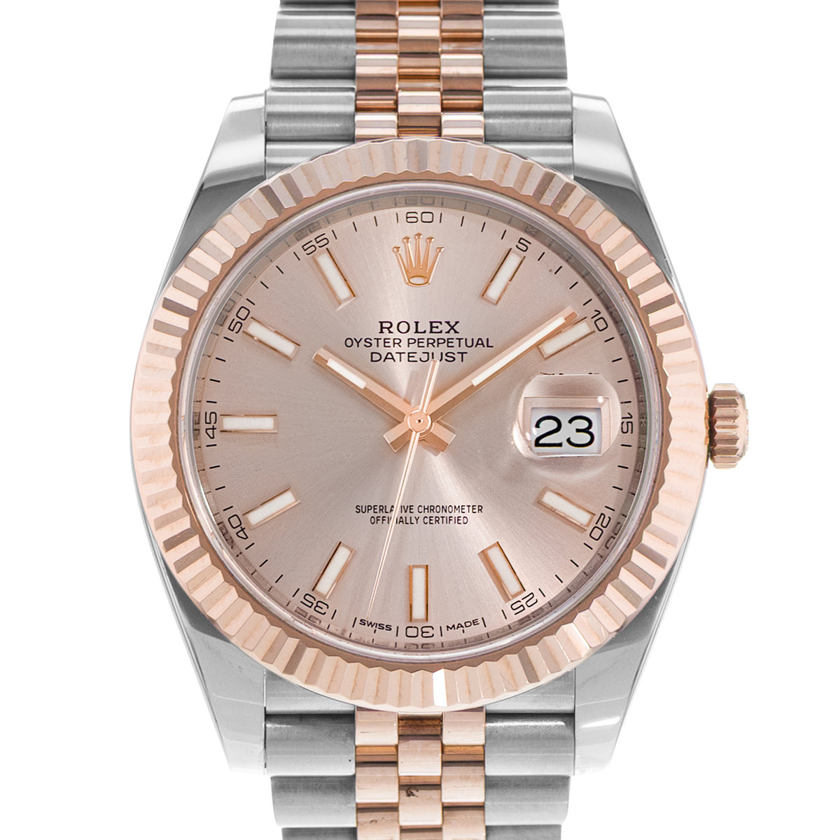 Rolex Datejust 41 126331 Pink Index Fluted Rose Gold Jubilee Mens Watch 2018