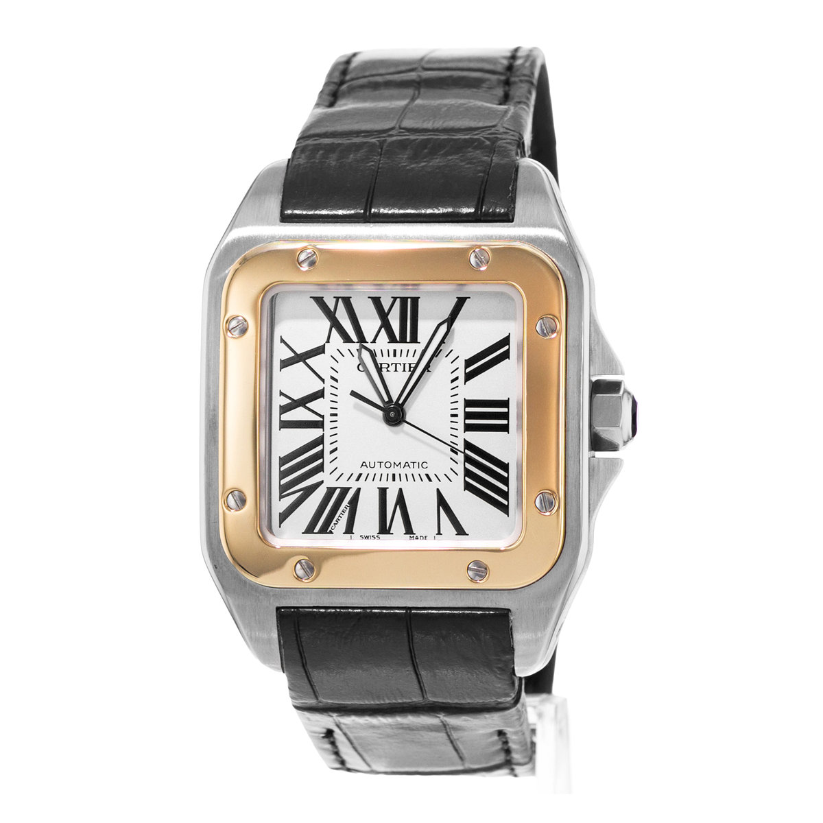 Cartier Santos 100 W20072X7 2656 38mm Silver Roman Steel Gold Mens Watch 2015