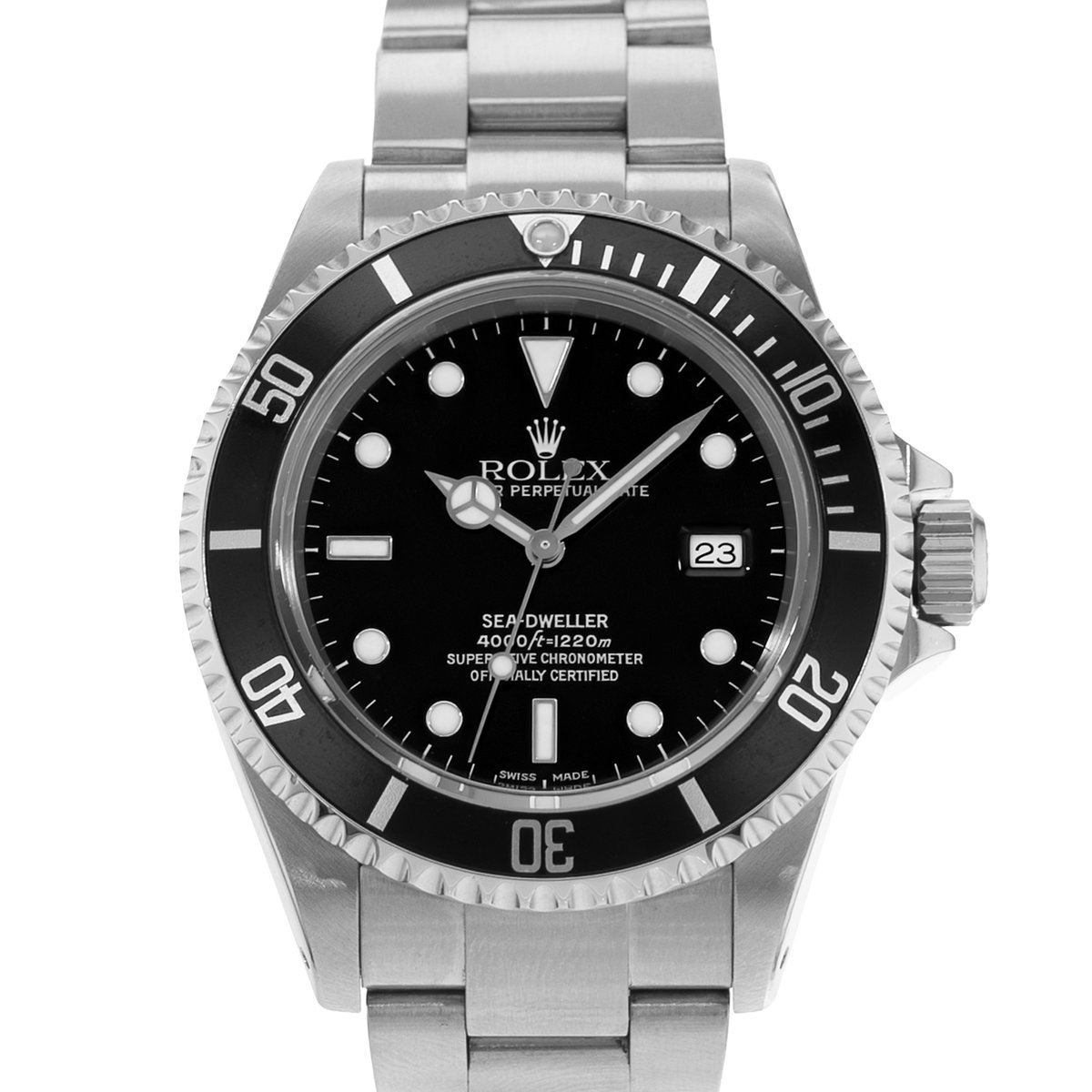 Rolex Sea-Dweller 4000 16600 Black Index Diver Steel Oyster Mens Watch 2000