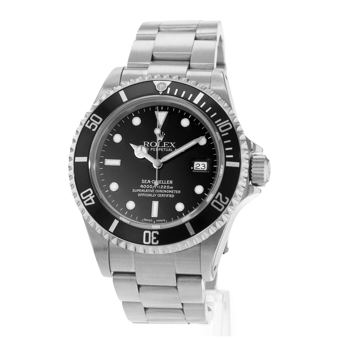 Rolex Sea-Dweller 4000 16600 Black Index Diver Steel Oyster Mens Watch 2000