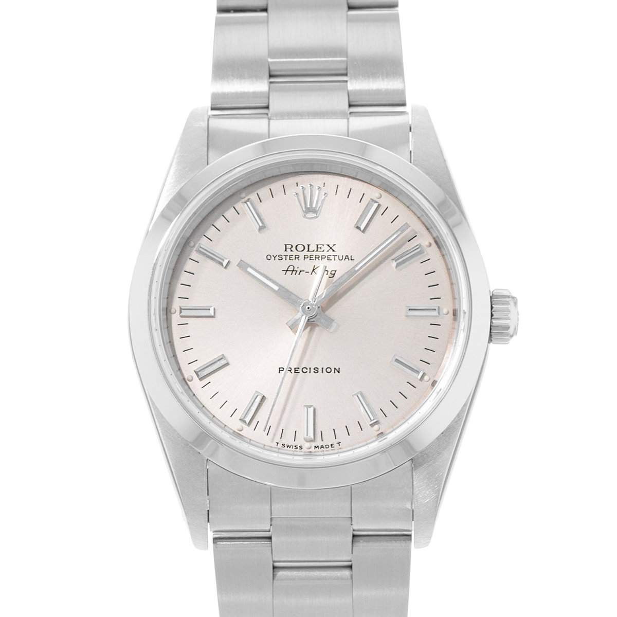 Rolex Air King 34 14000 Vintage Silver Steel Oyster Automatic Mens Watch 1991