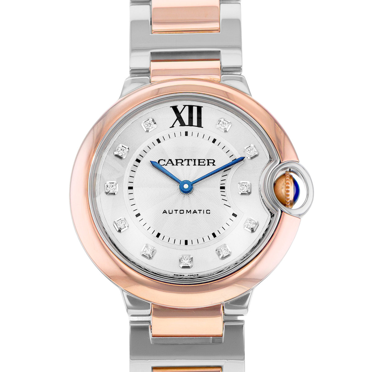 Cartier Ballon Bleu 36mm W3BB0007 3754 Silver Diamond Steel Gold Mens Watch 2020