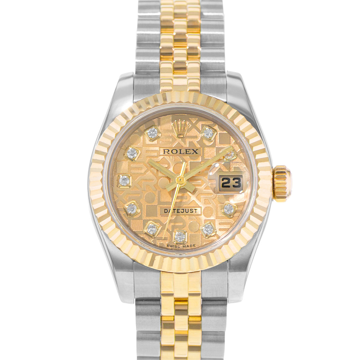 Rolex Datejust 26 179173 Champagne Jubilee Diamond Yellow Gold Ladies Watch 2005