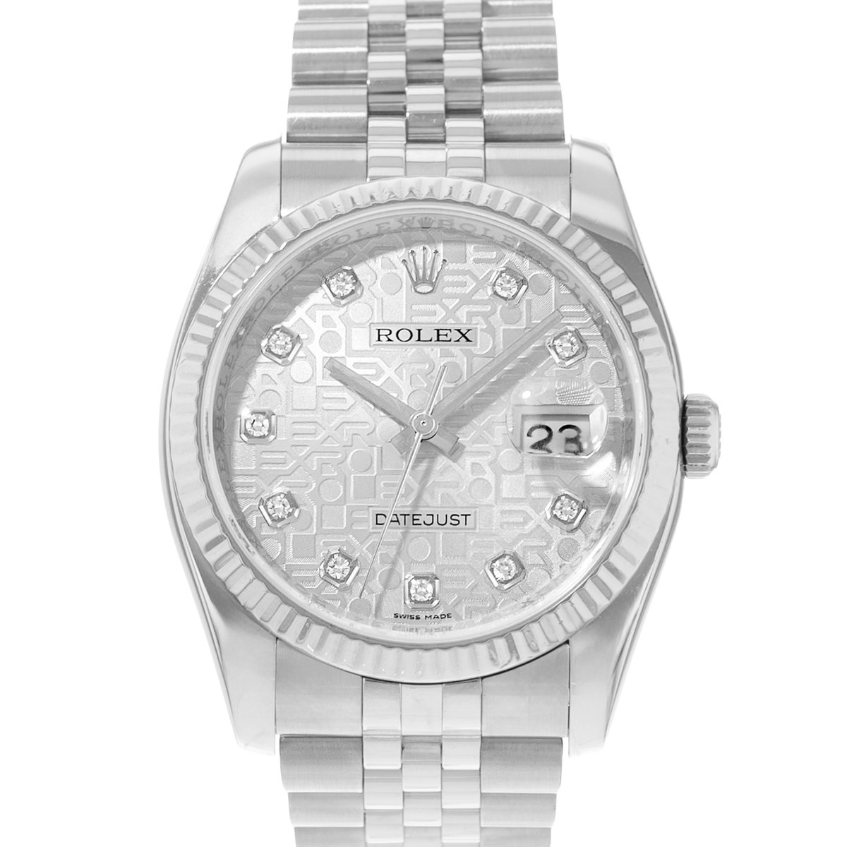 Rolex Datejust 36 116234 Silver Diamond Jubilee White Gold Mens Watch 2007