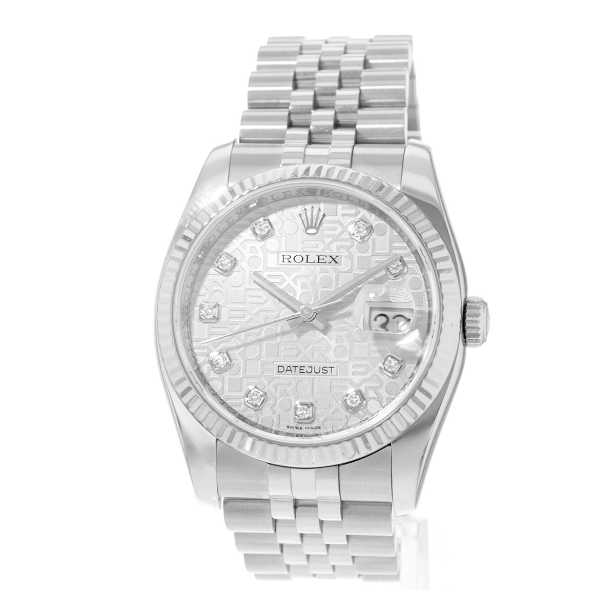 Rolex Datejust 36 116234 Silver Diamond Jubilee White Gold Mens Watch 2007