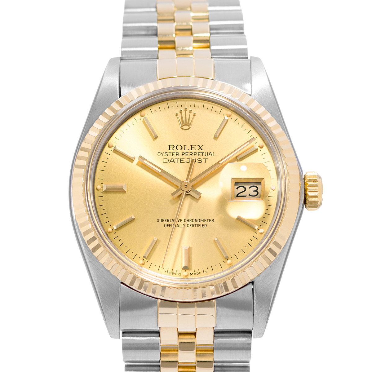 Rolex Datejust 36 16013 Vintage Yellow Stick Steel Gold Jubilee Mens Watch 1985