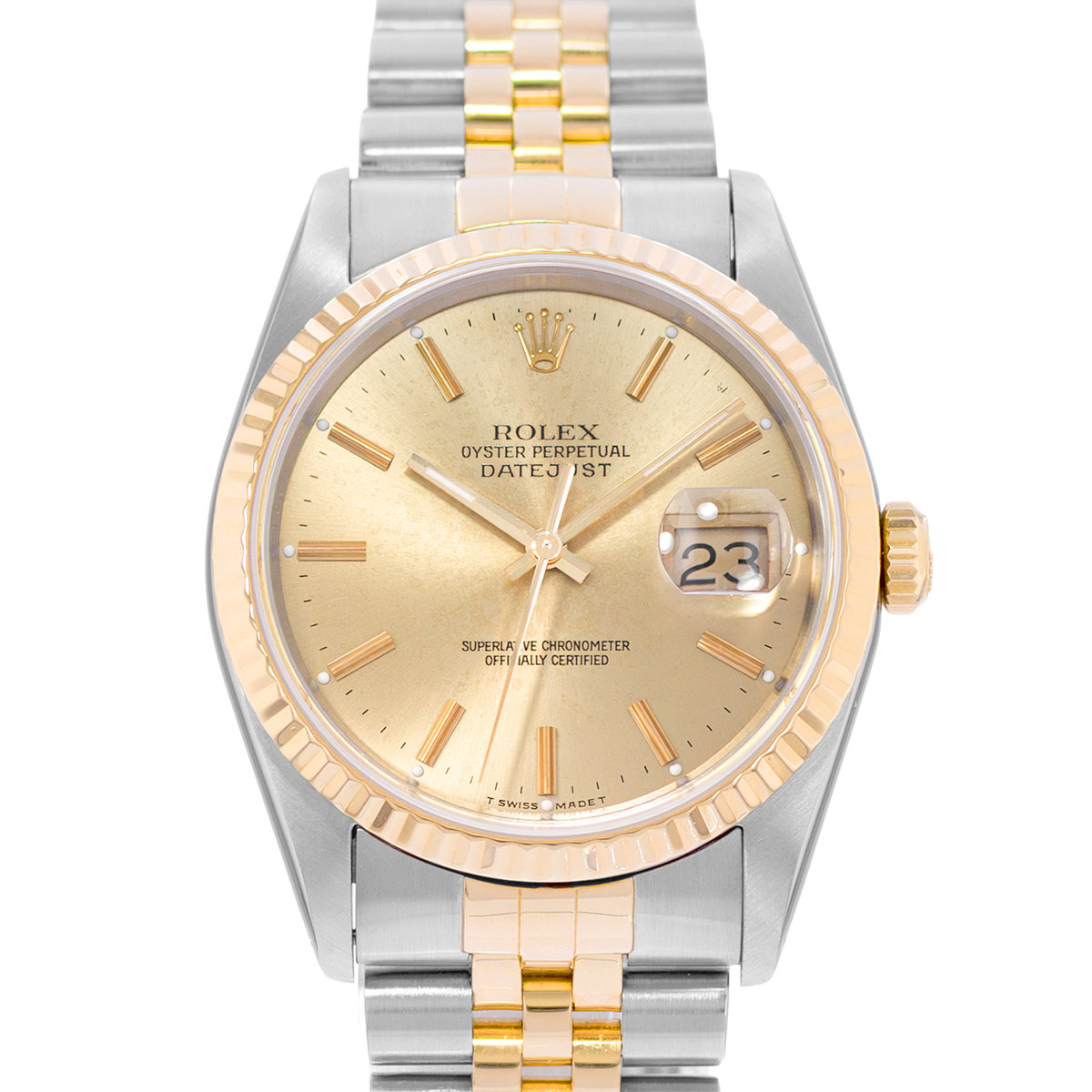 Rolex Datejust 36 16233 Patina Steel Yellow Gold Mens Watch 1990 Rolex Service