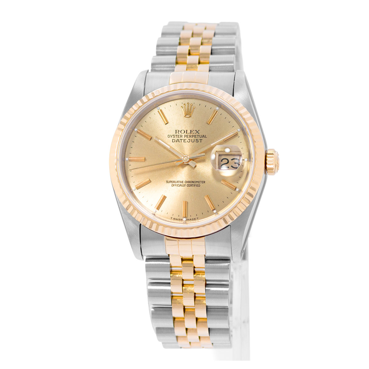 Rolex Datejust 36 16233 Patina Steel Yellow Gold Mens Watch 1990 Rolex Service