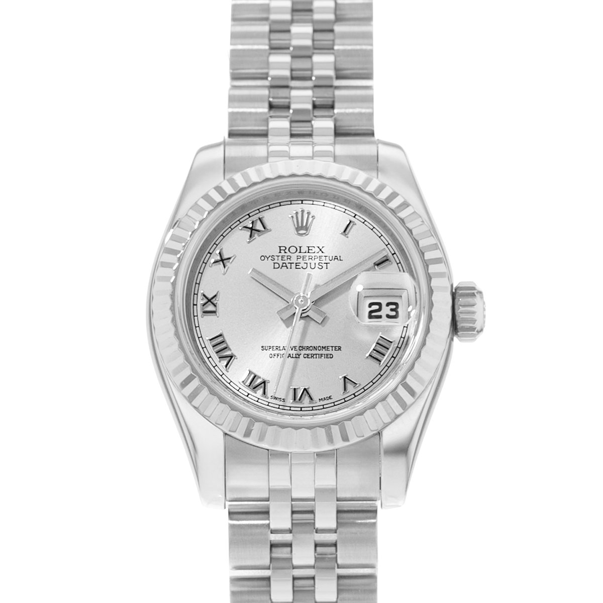 Rolex Datejust 26 179174 Silver Roman Steel White Gold Jubilee Ladies Watch 2008