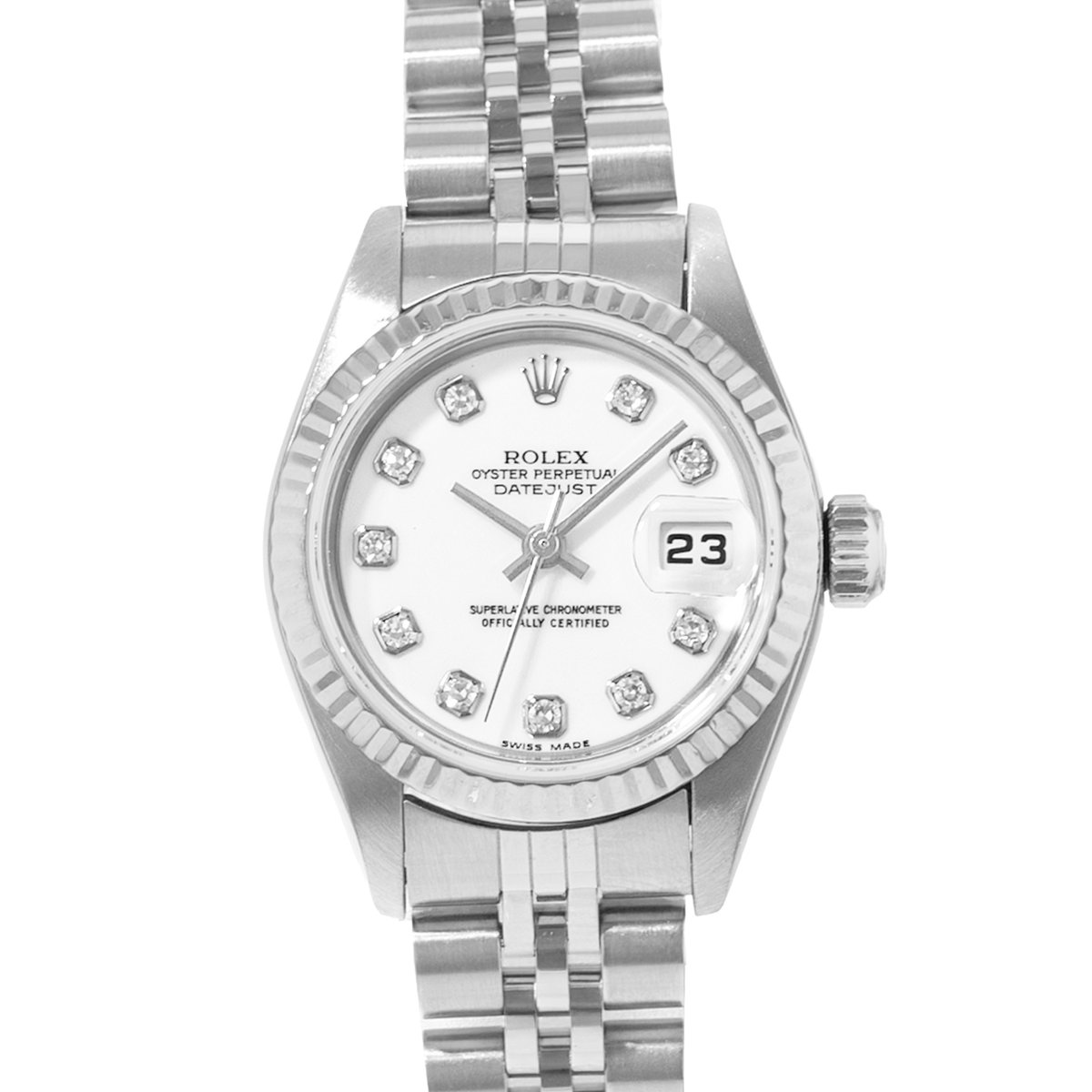 Rolex Datejust 26 79174 White Diamond Fluted Steel Gold Ladies Watch 2003