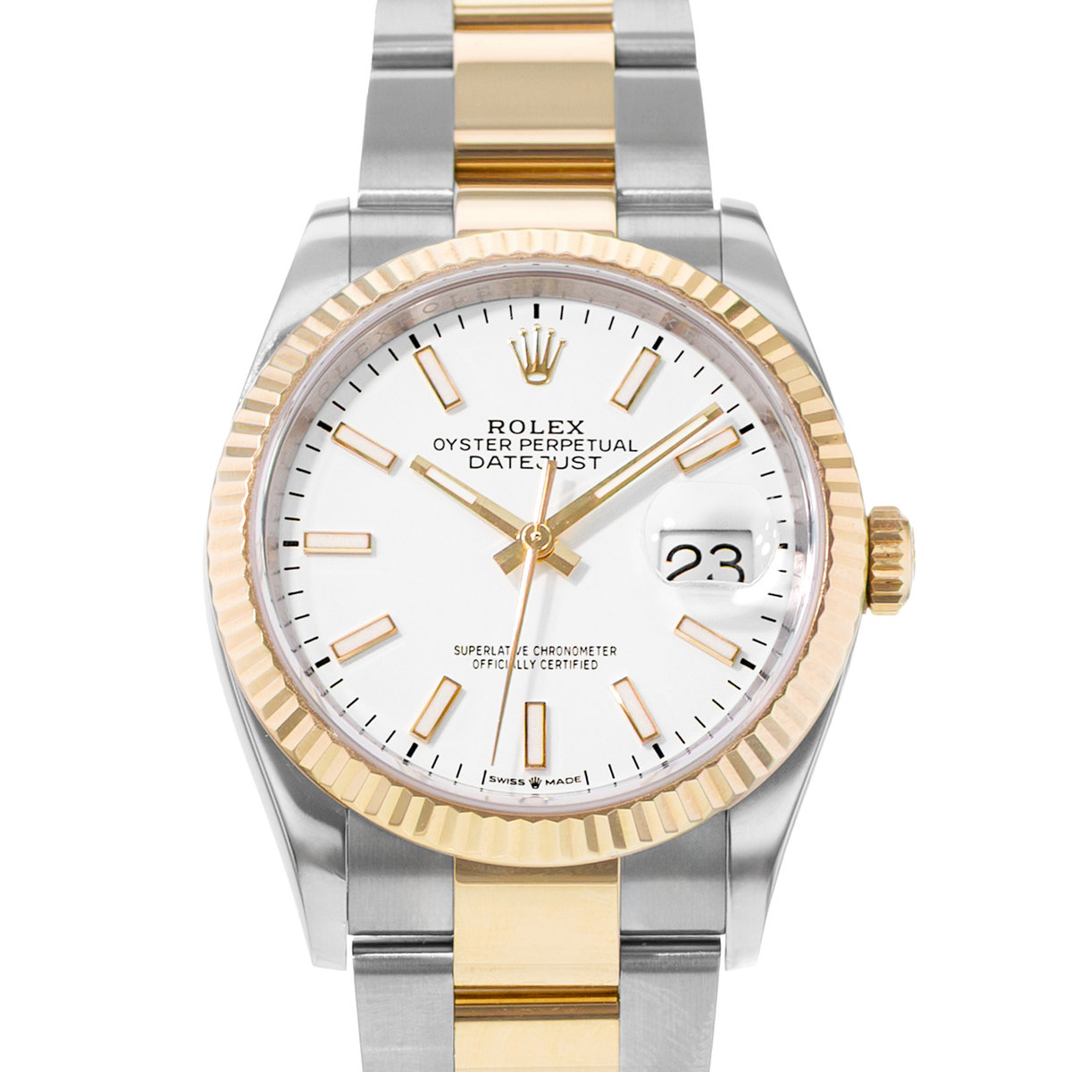 Rolex Datejust 36 126233 White Index Steel Yellow Gold Oyster Mens Watch 2000