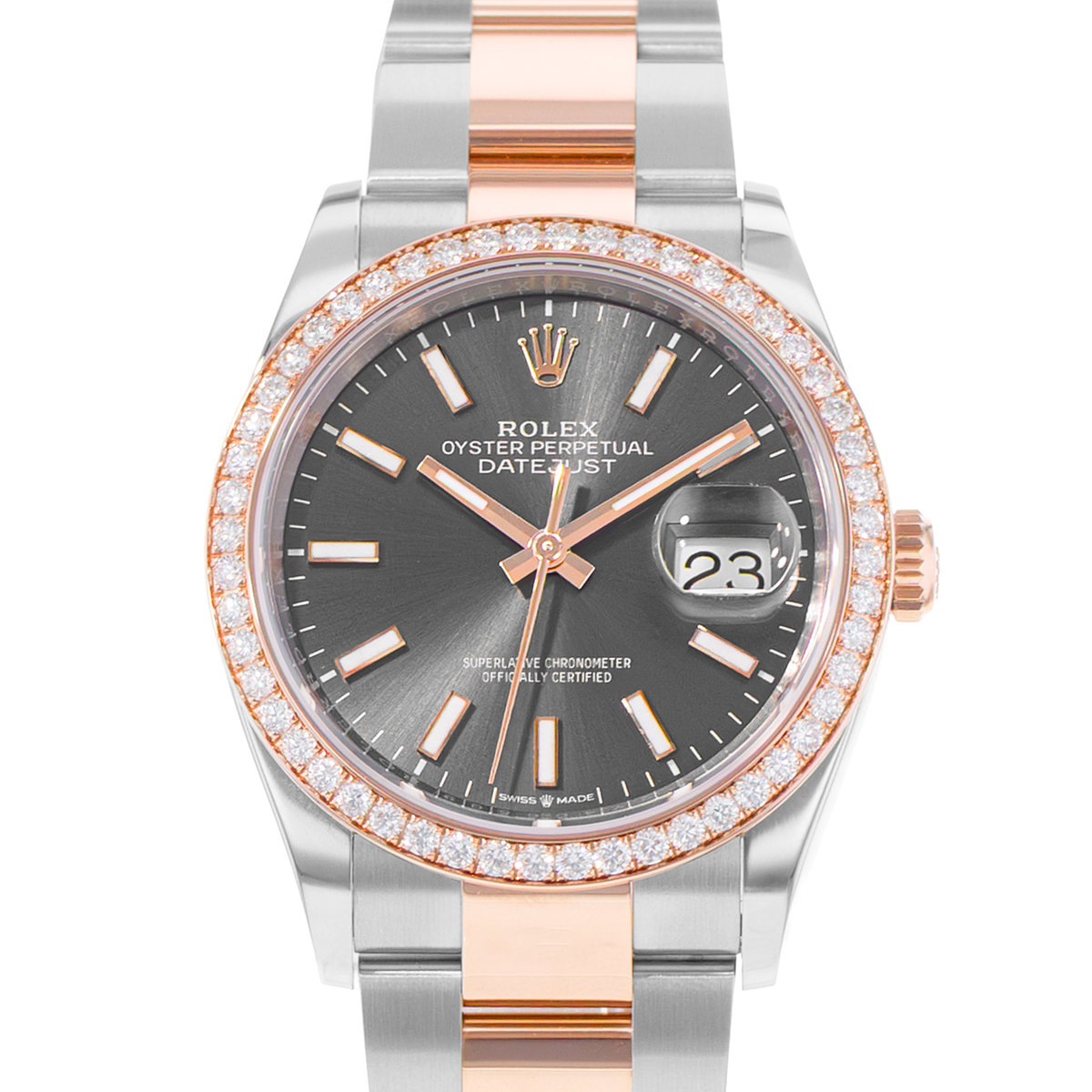 Rolex Datejust 36 126281 RBR Grey Index Diamond Steel Rose Gold Mens Watch 2025