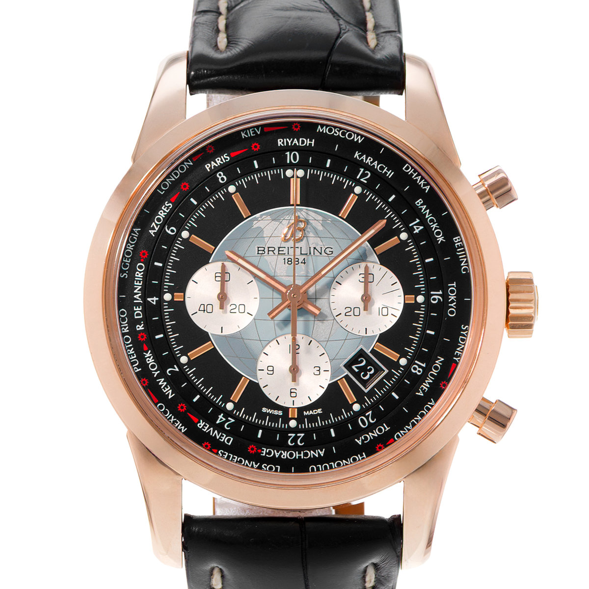 Breitling Transocean Chronograph Unitime RB0510 Black Dial 46