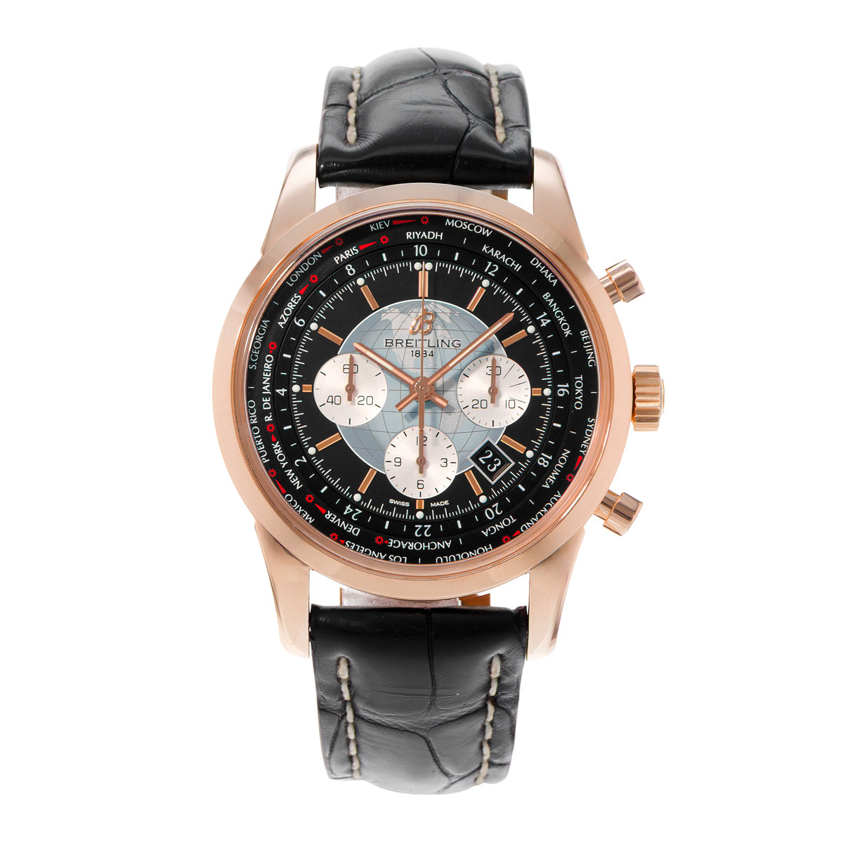Breitling Transocean Chronograph Unitime RB0510 Black Dial 46