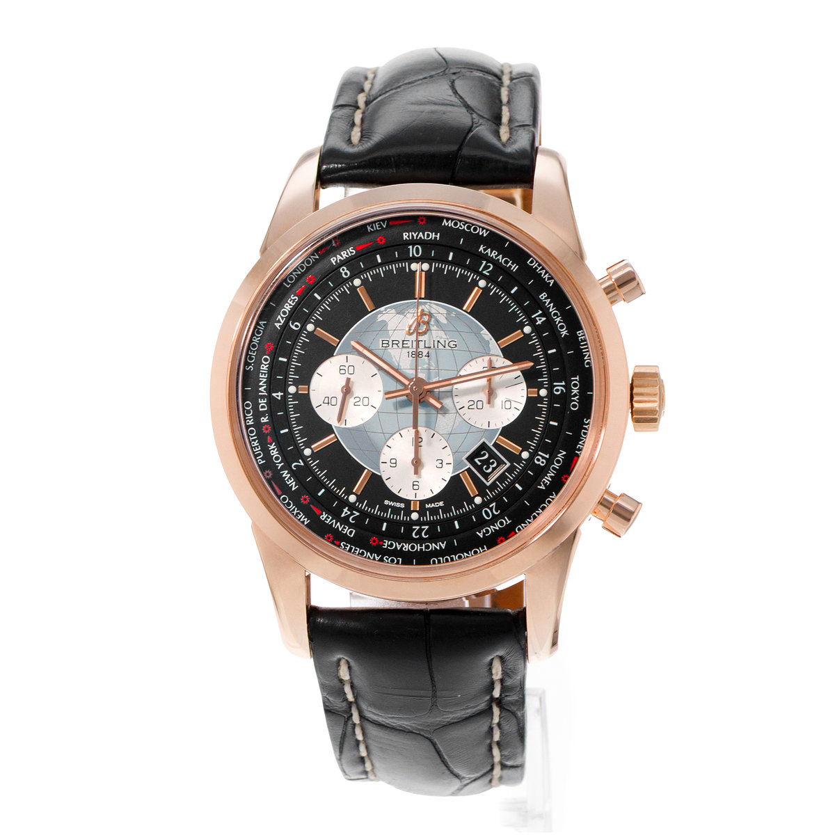 Breitling Transocean Chronograph Unitime RB0510 Black Dial 46