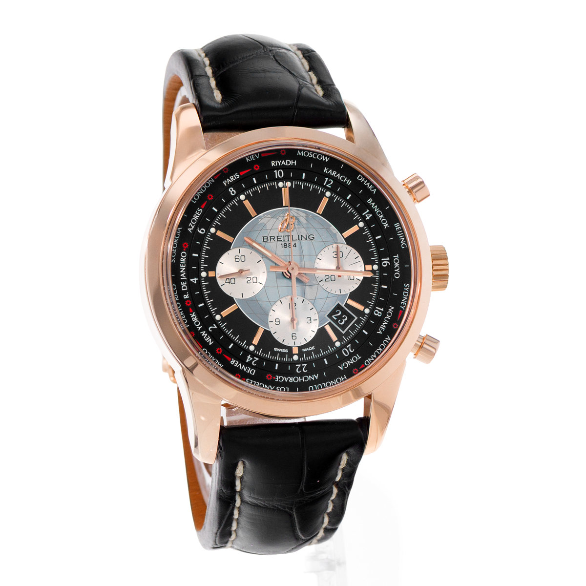 Breitling Transocean Chronograph Unitime RB0510 Black Dial 46