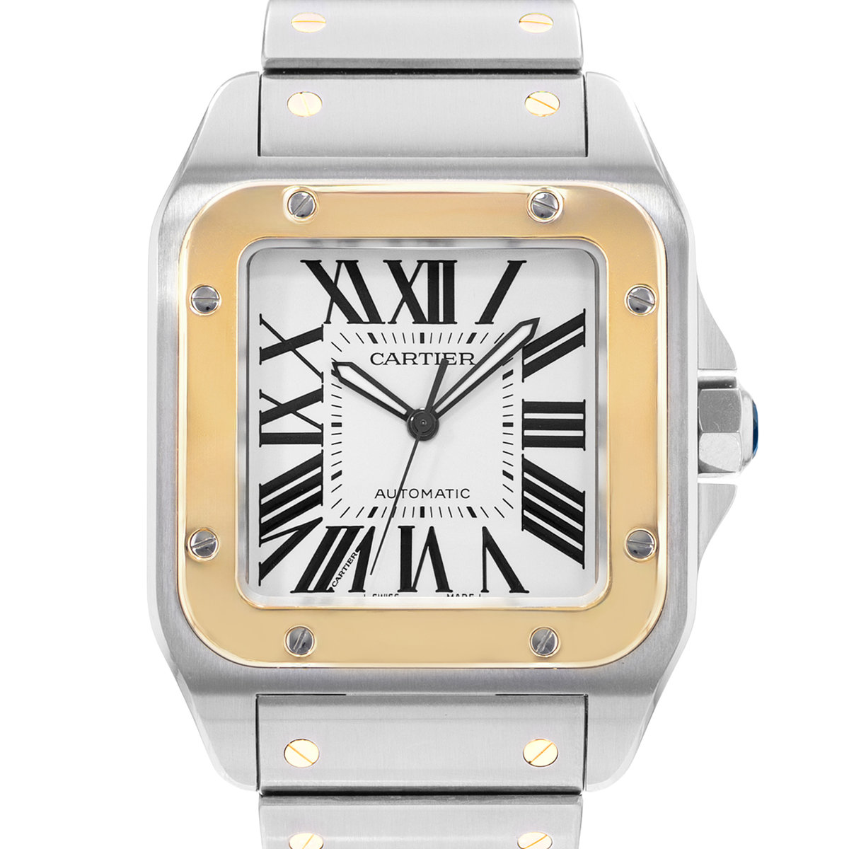 Cartier Santos 100  W200728G 2656 Silver Dial 38x51