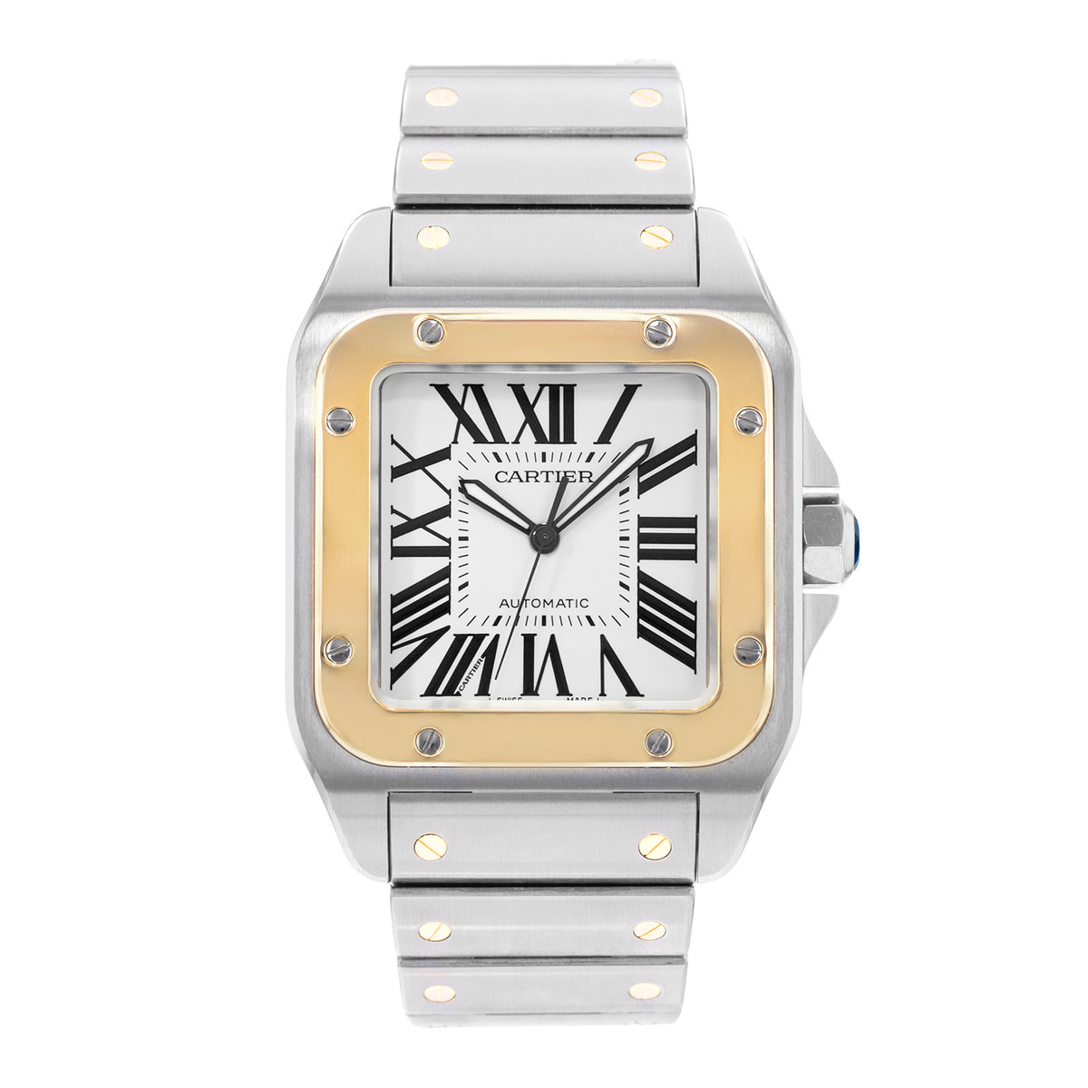 Cartier Santos 100  W200728G 2656 Silver Dial 38x51