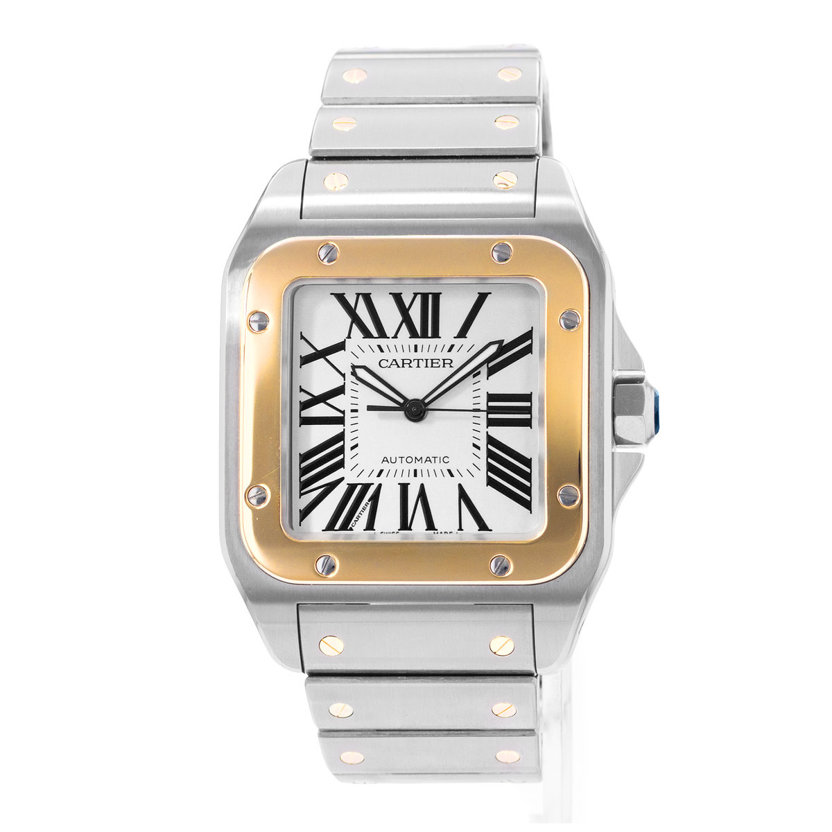 Cartier Santos 100  W200728G 2656 Silver Dial 38x51