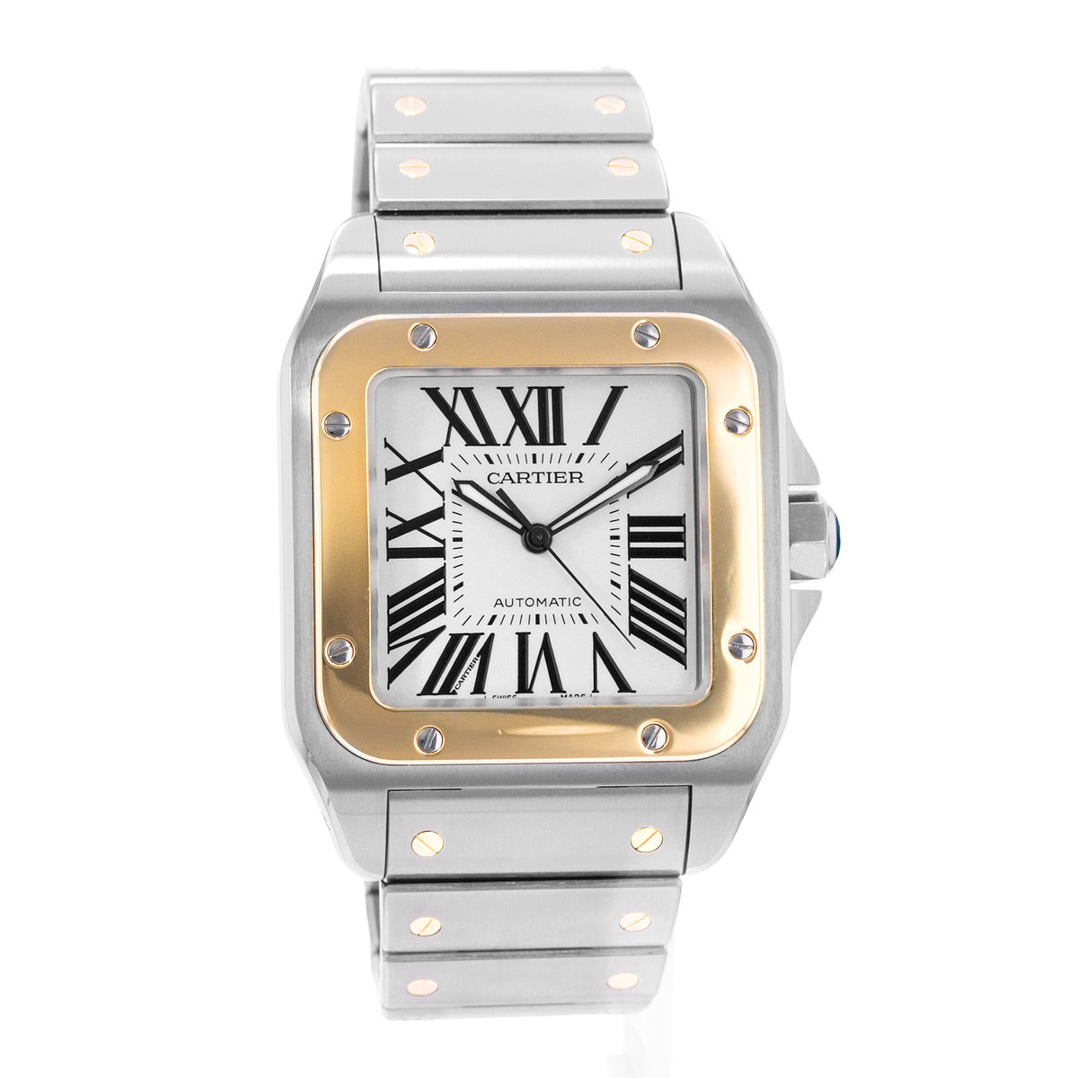 Cartier Santos 100  W200728G 2656 Silver Dial 38x51