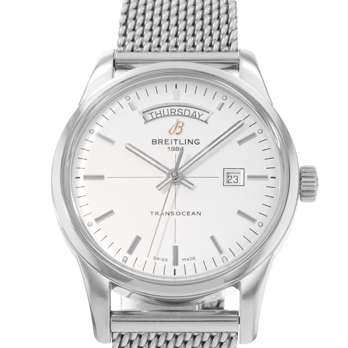 Breitling Transocean Day & Date A45310 Silver Dial 43