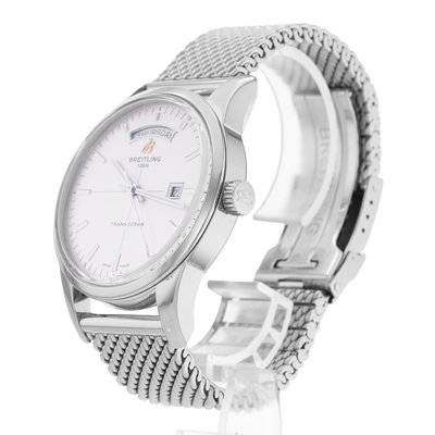 Breitling Transocean Day & Date A45310 Silver Dial 43
