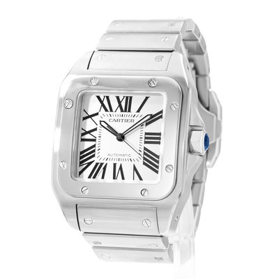 Cartier Santos 100 W200737G 2656 Silver Dial 38