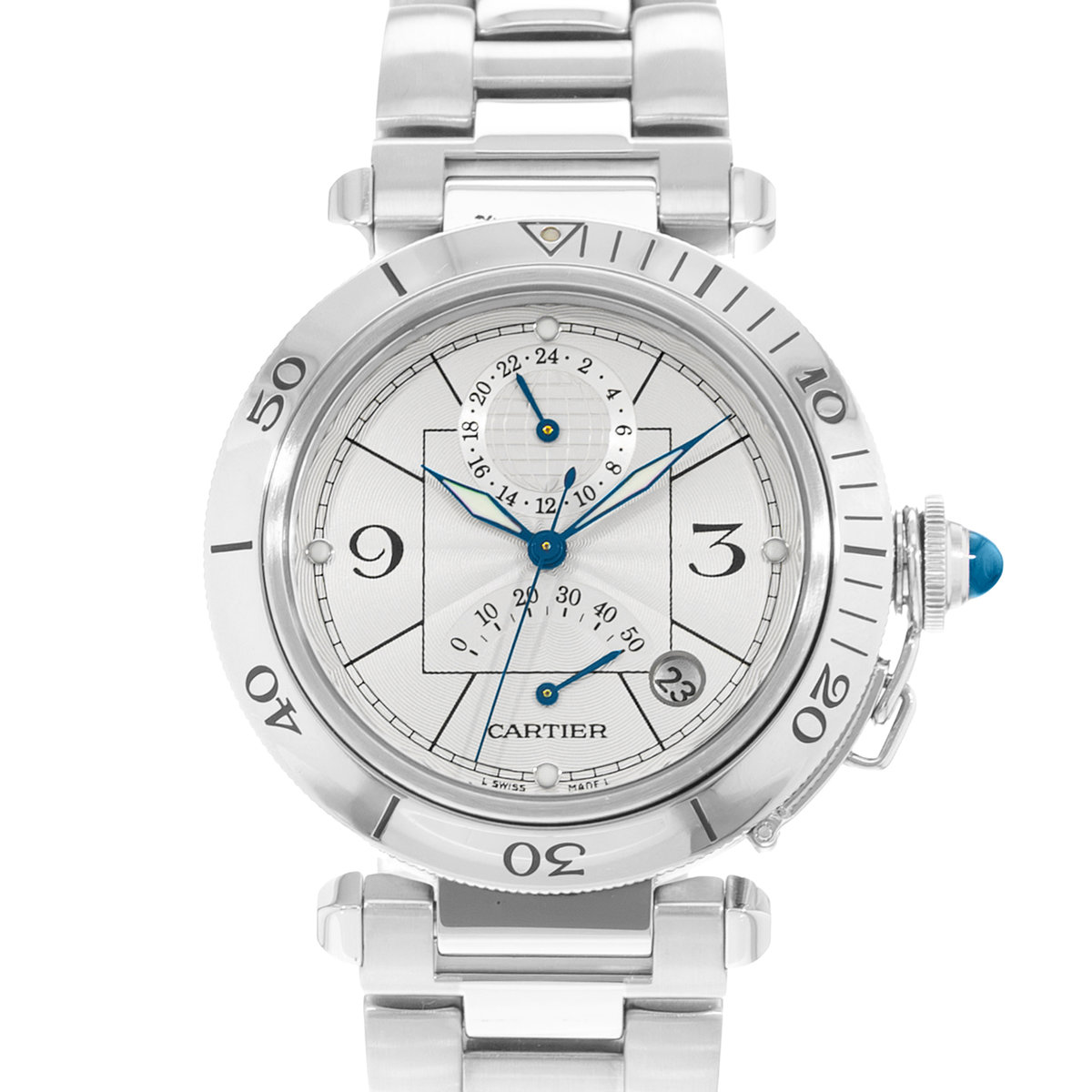 Cartier Pasha W31037H3 2389 Silver Dial 38