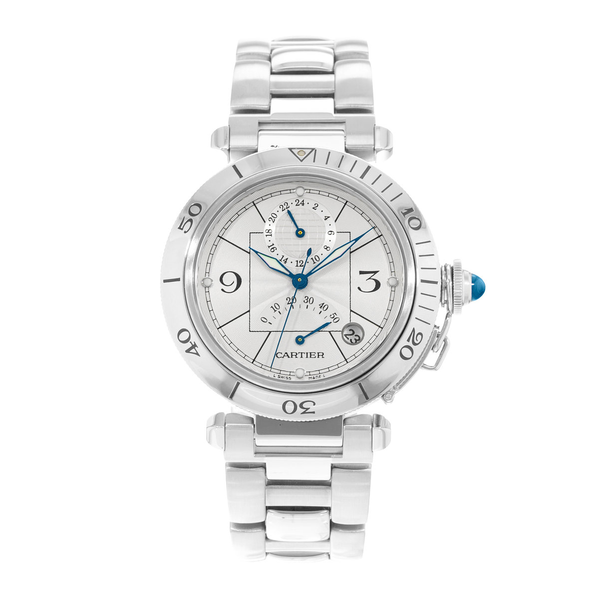 Cartier Pasha W31037H3 2389 Silver Dial 38