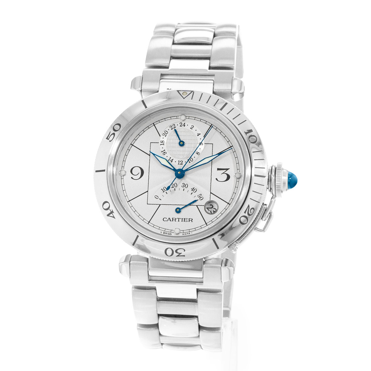 Cartier Pasha W31037H3 2389 Silver Dial 38