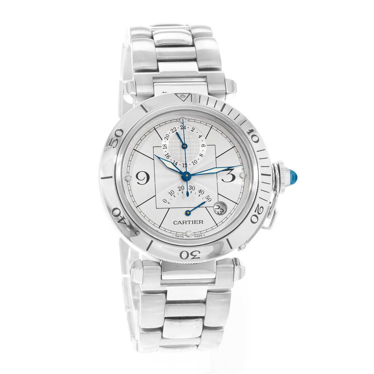 Cartier Pasha W31037H3 2389 Silver Dial 38