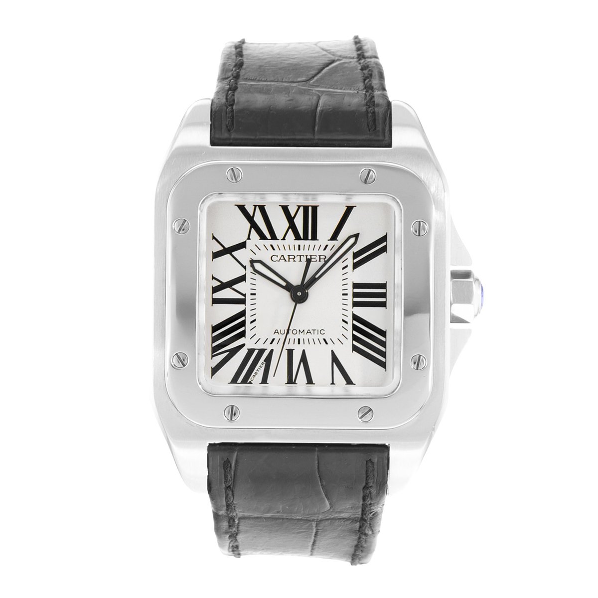 Cartier Santos 100 W20106X8 2878 Silver Dial 35
