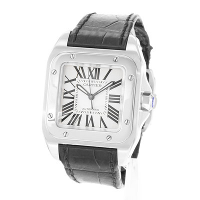 Cartier Santos 100 W20106X8 2878 Silver Dial 35