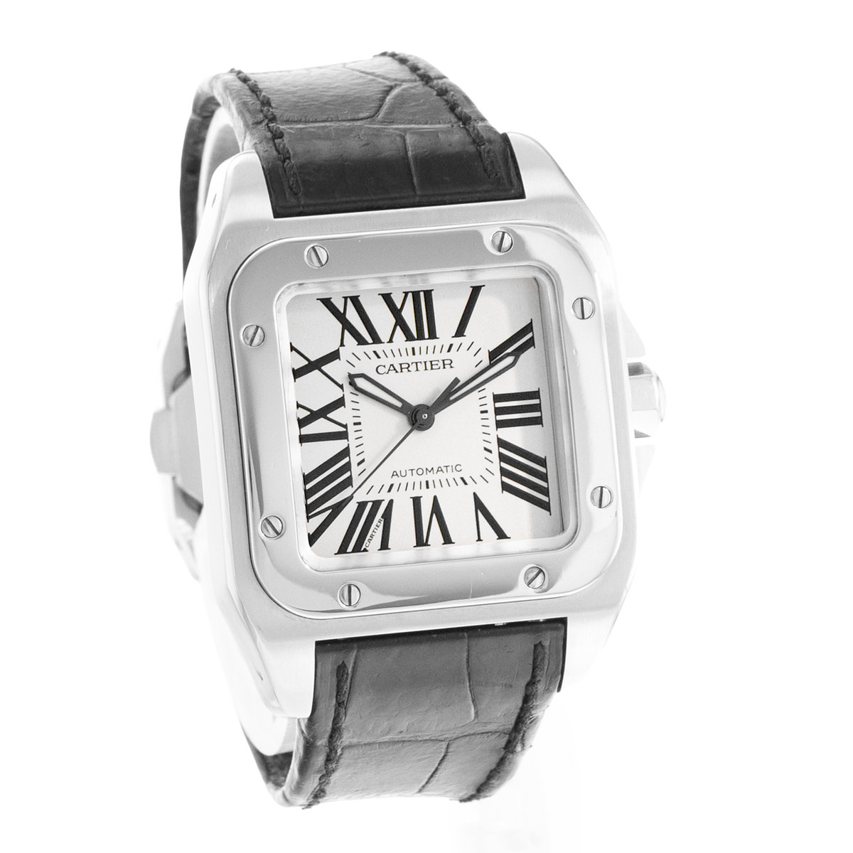 Cartier Santos 100 W20106X8 2878 Silver Dial 35